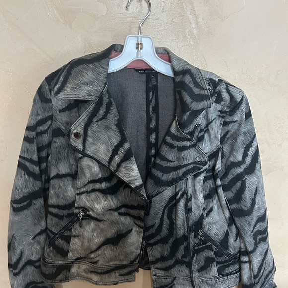 White House Black Market Jackets & Blazers - White House Black Market Zebra Print Leather Jacket